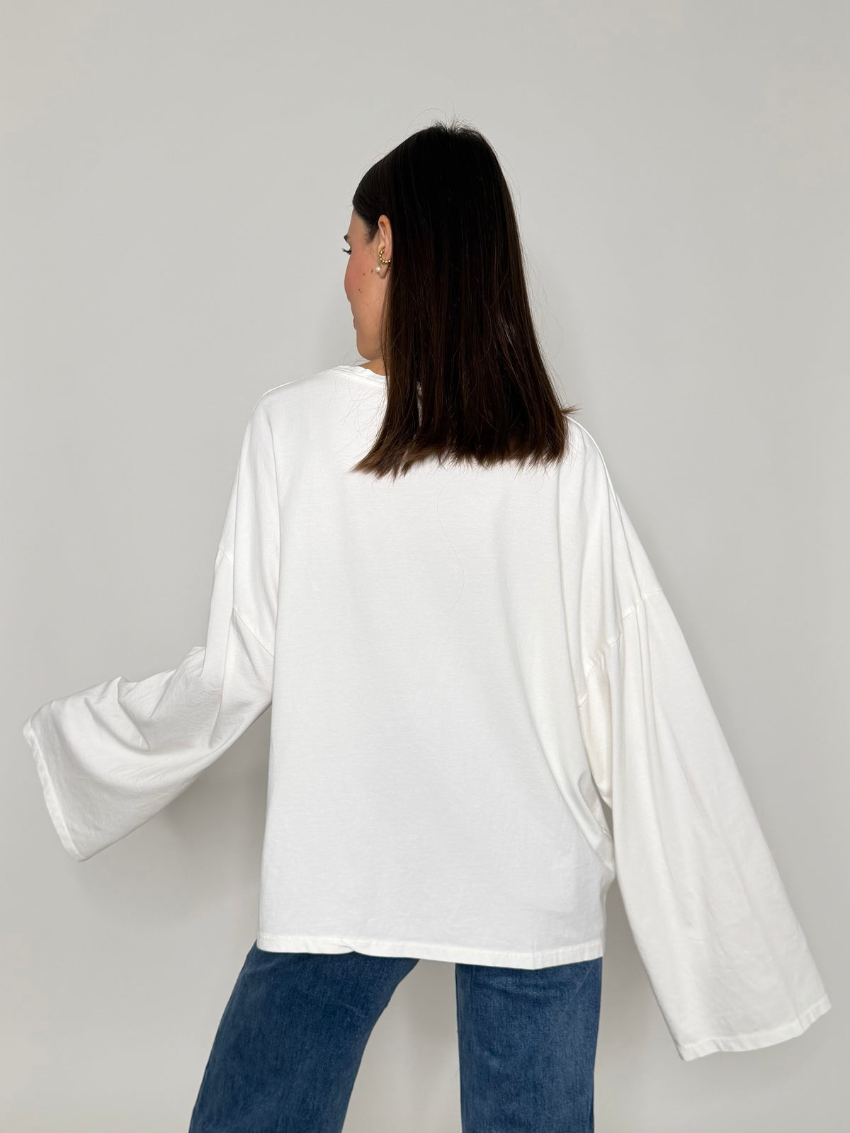 Maglia in cotone con manica a ampia vintage