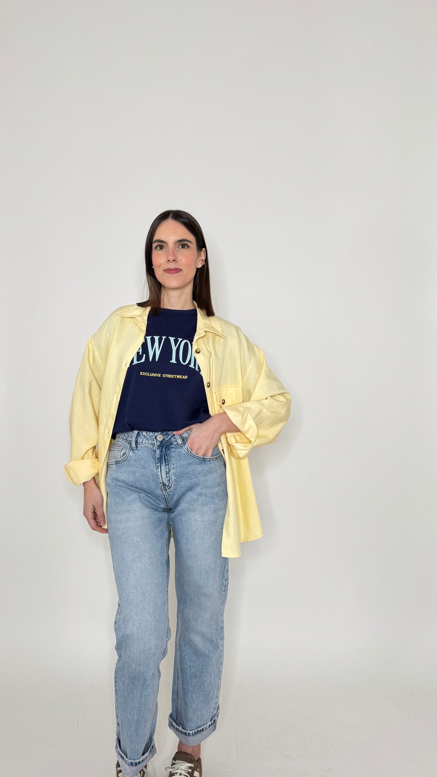 T-shirt in cotone "New York" Blu Navy