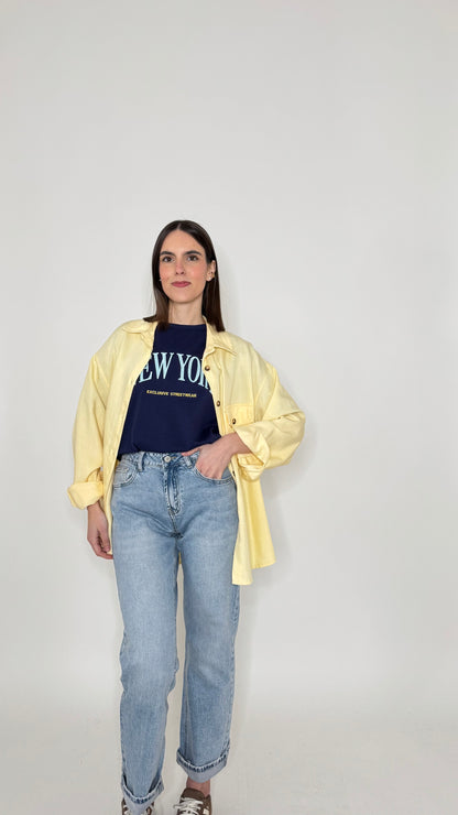 T-shirt in cotone "New York" Blu Navy
