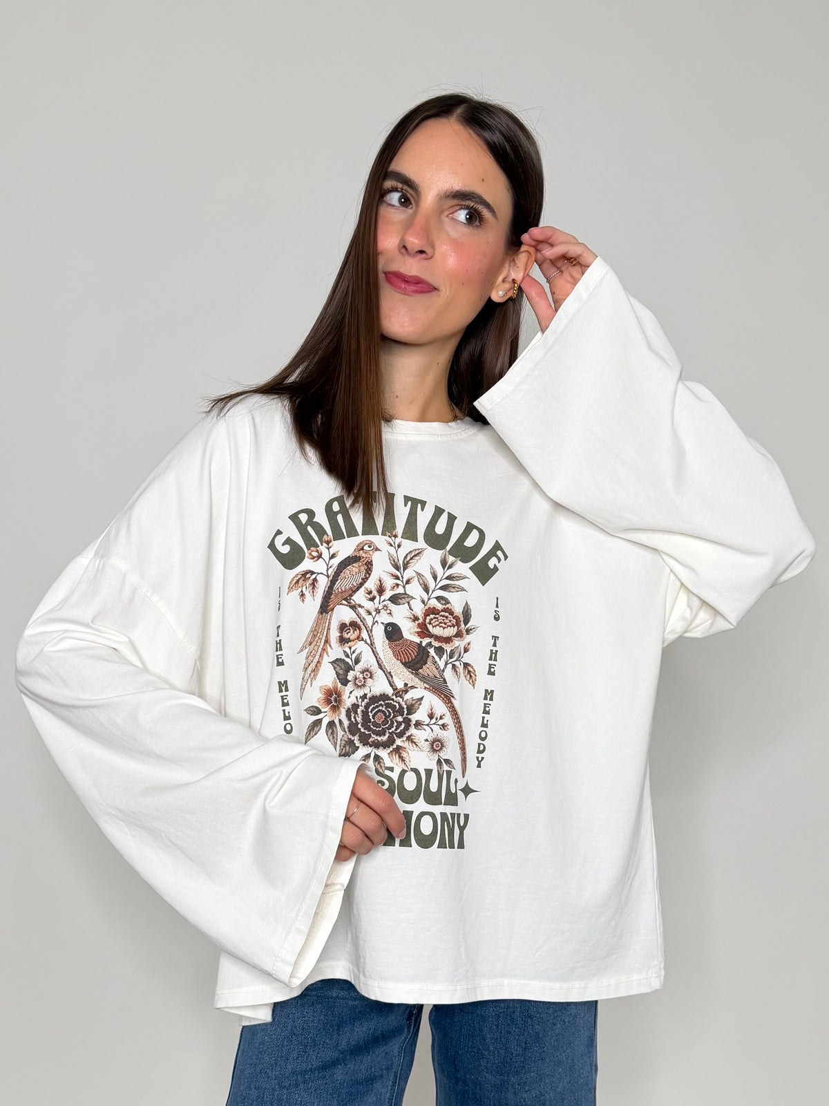 Maglia in cotone con manica a ampia vintage