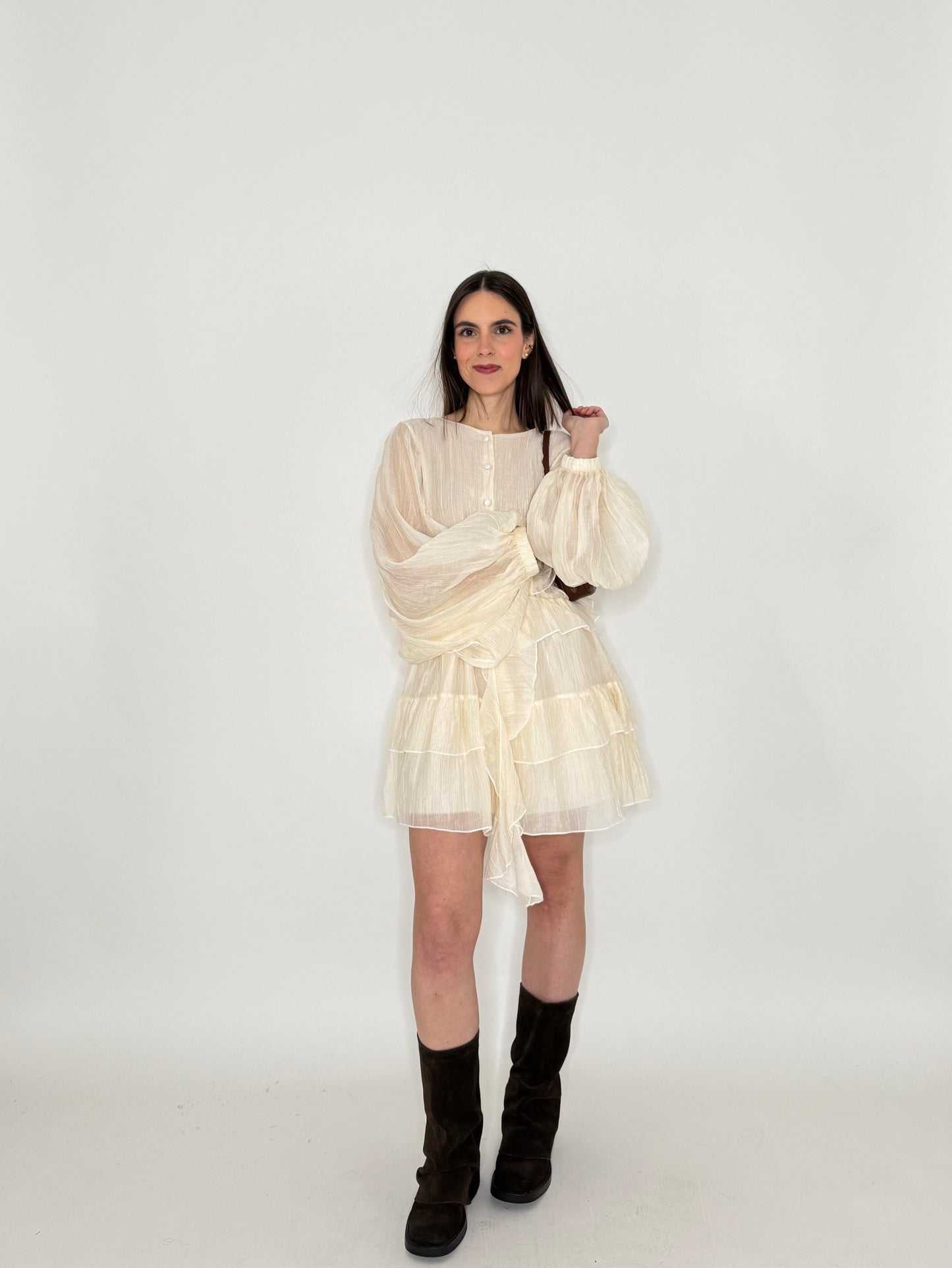 Abito mini in tencel effetto goffrato Burro