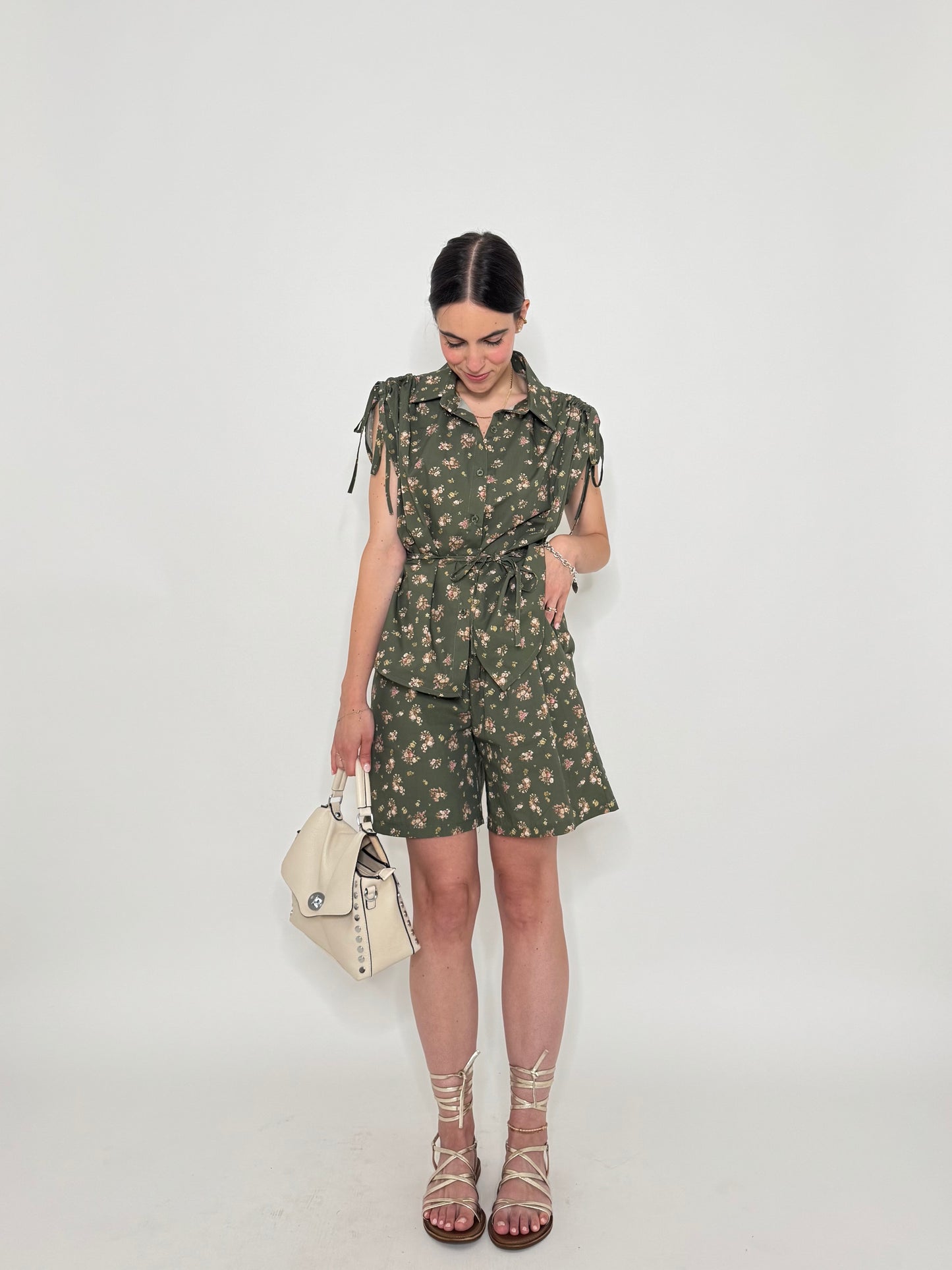 Completo Floreale Olivia Verde