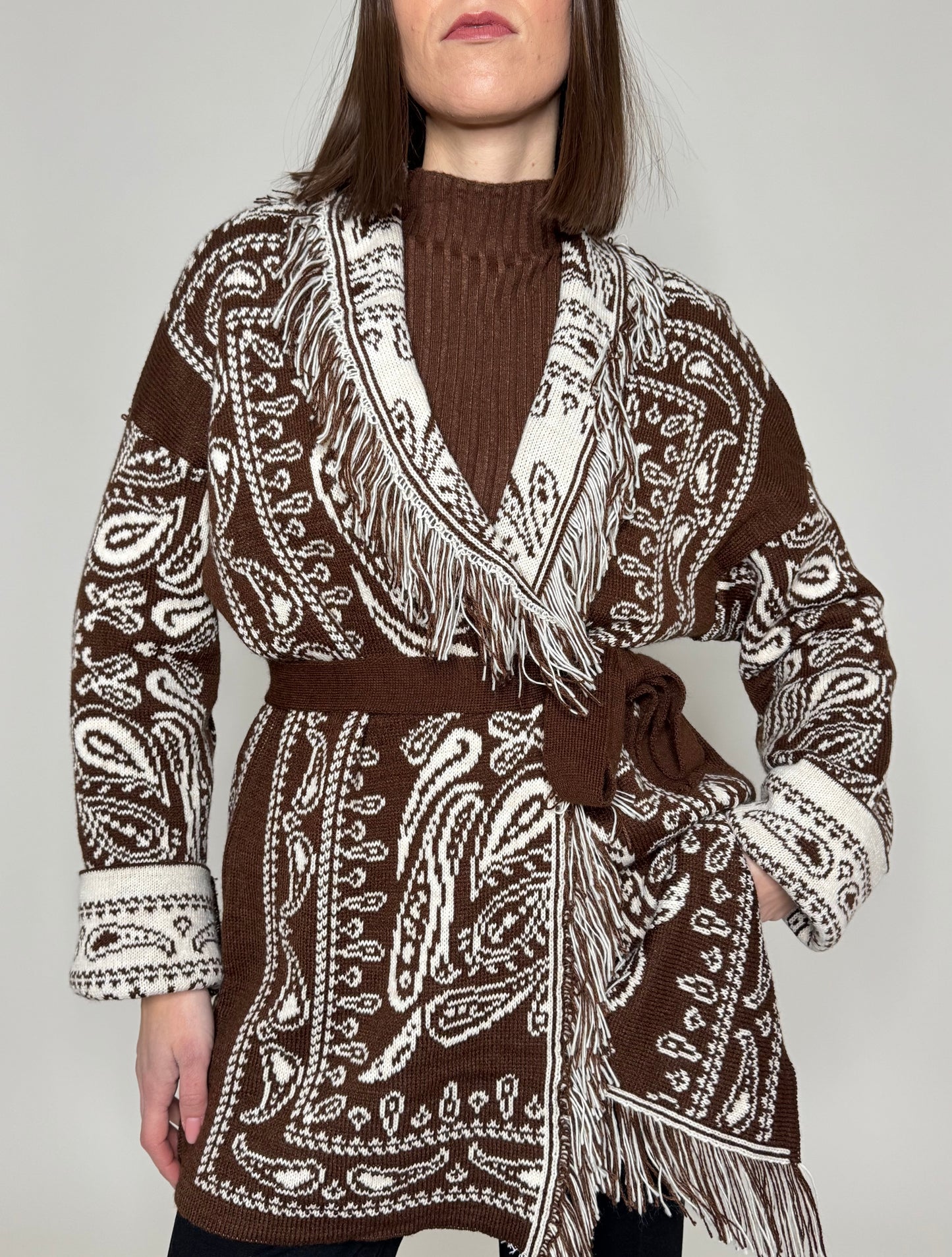 Cardigan bandana Jacquard Cioccolato