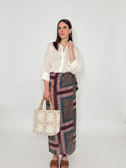 Gonna pareo in fresco cotone fantasia bandana