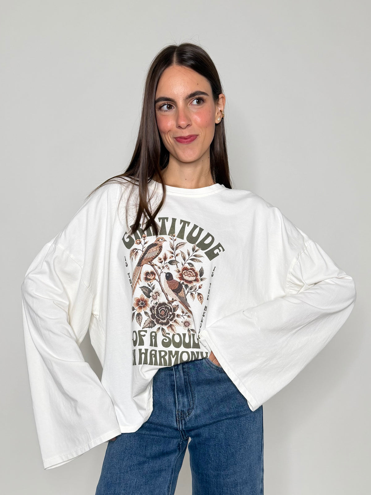 Maglia in cotone con manica a ampia vintage