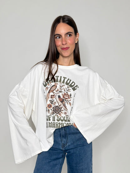 Maglia in cotone con manica a ampia vintage