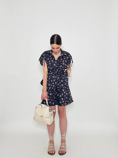 Completo Floreale Olivia Blu Navy