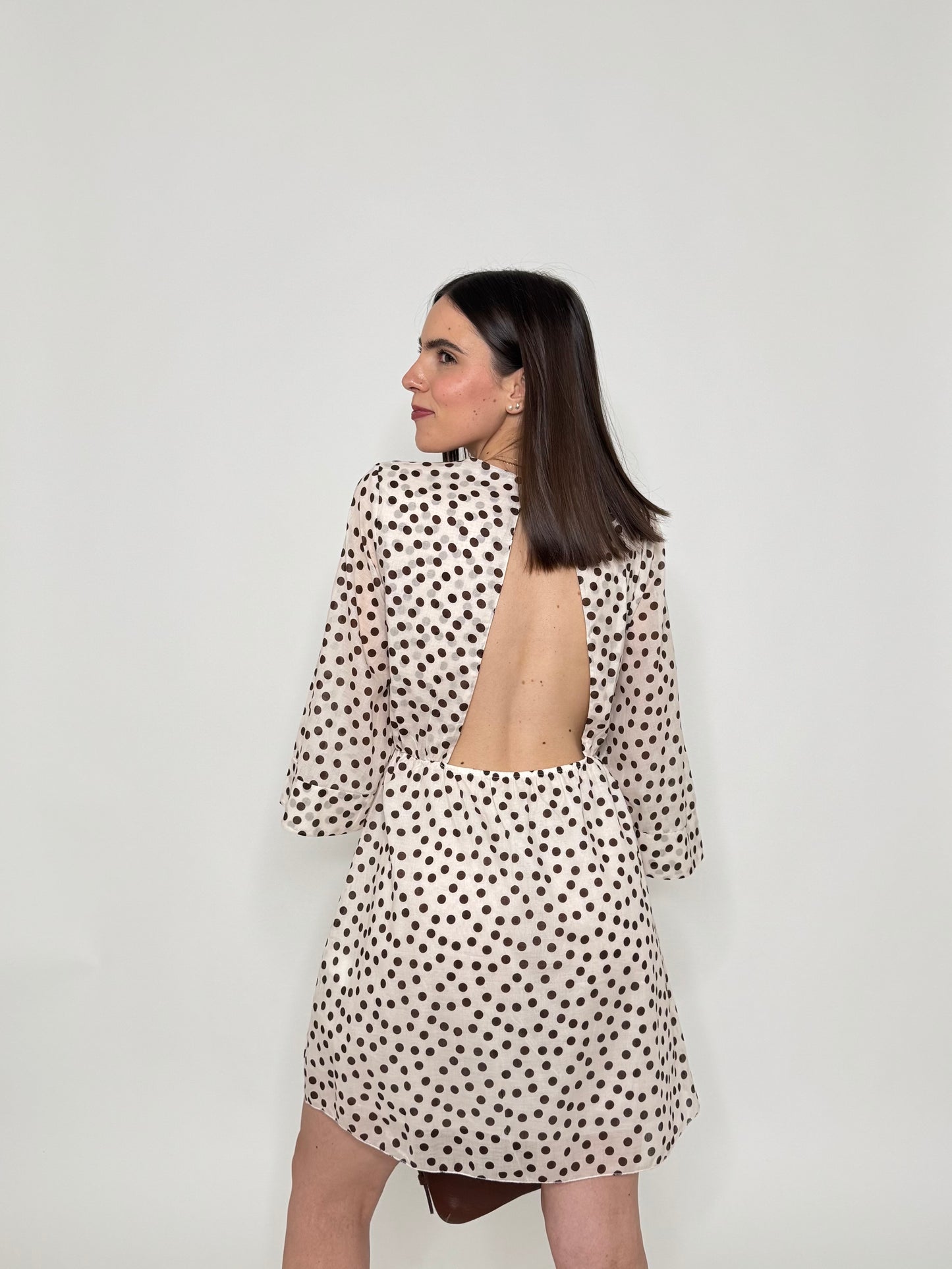 Abito Pois in cotone Panna