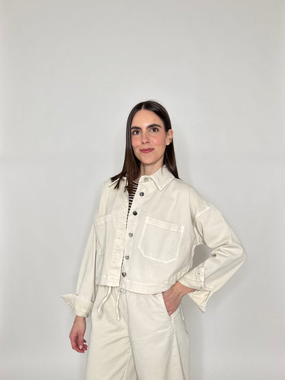 Giacca jeans Spring in cotone Crema
