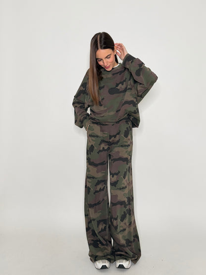 Felpa in cotone con camouflage