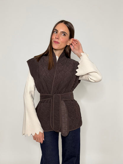 Gilet in velluto di cotone moro