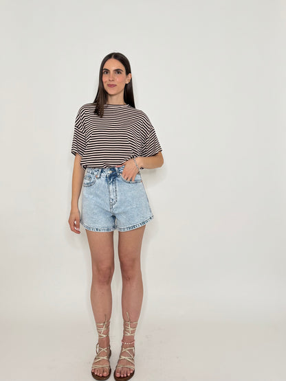 Shorts in denim lavaggio light blue wash