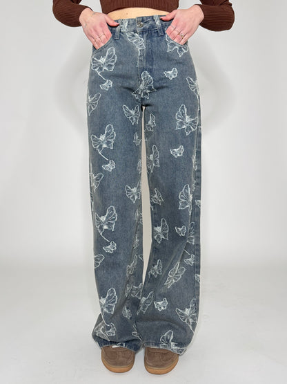 Jeans Wide Leg tela fissa