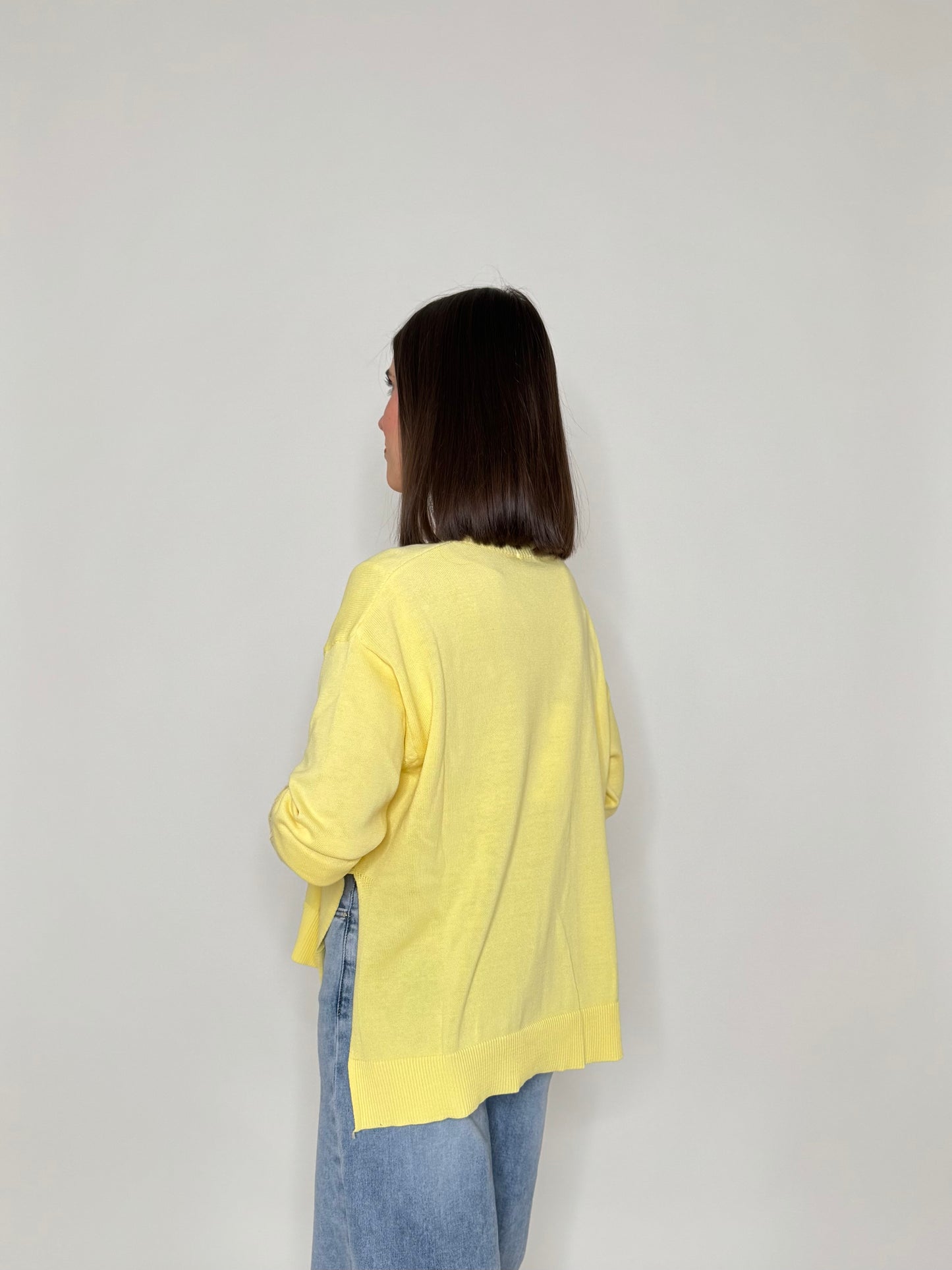 Maglia girocollo scatoletta in 100% cotone Giallo