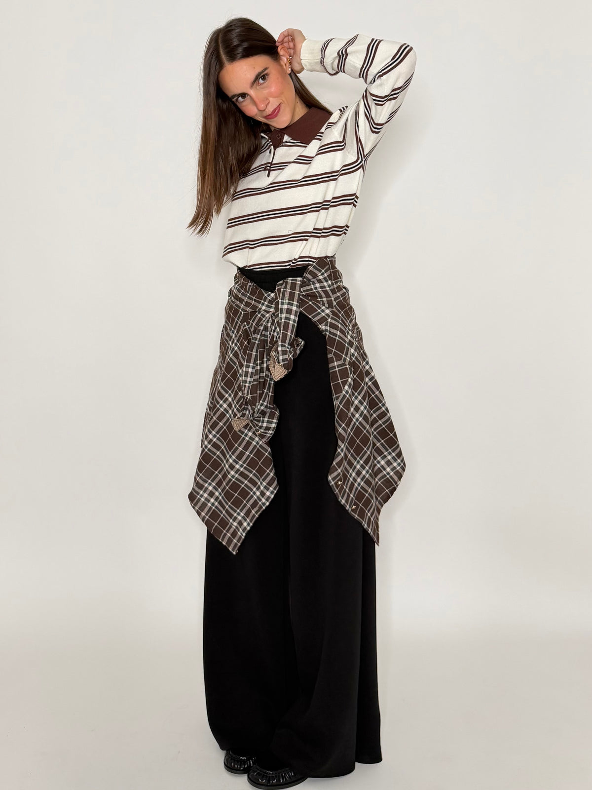 Pantalone palazzo relax fit in viscosa nero