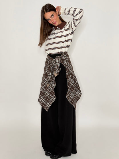 Pantalone palazzo relax fit in viscosa nero