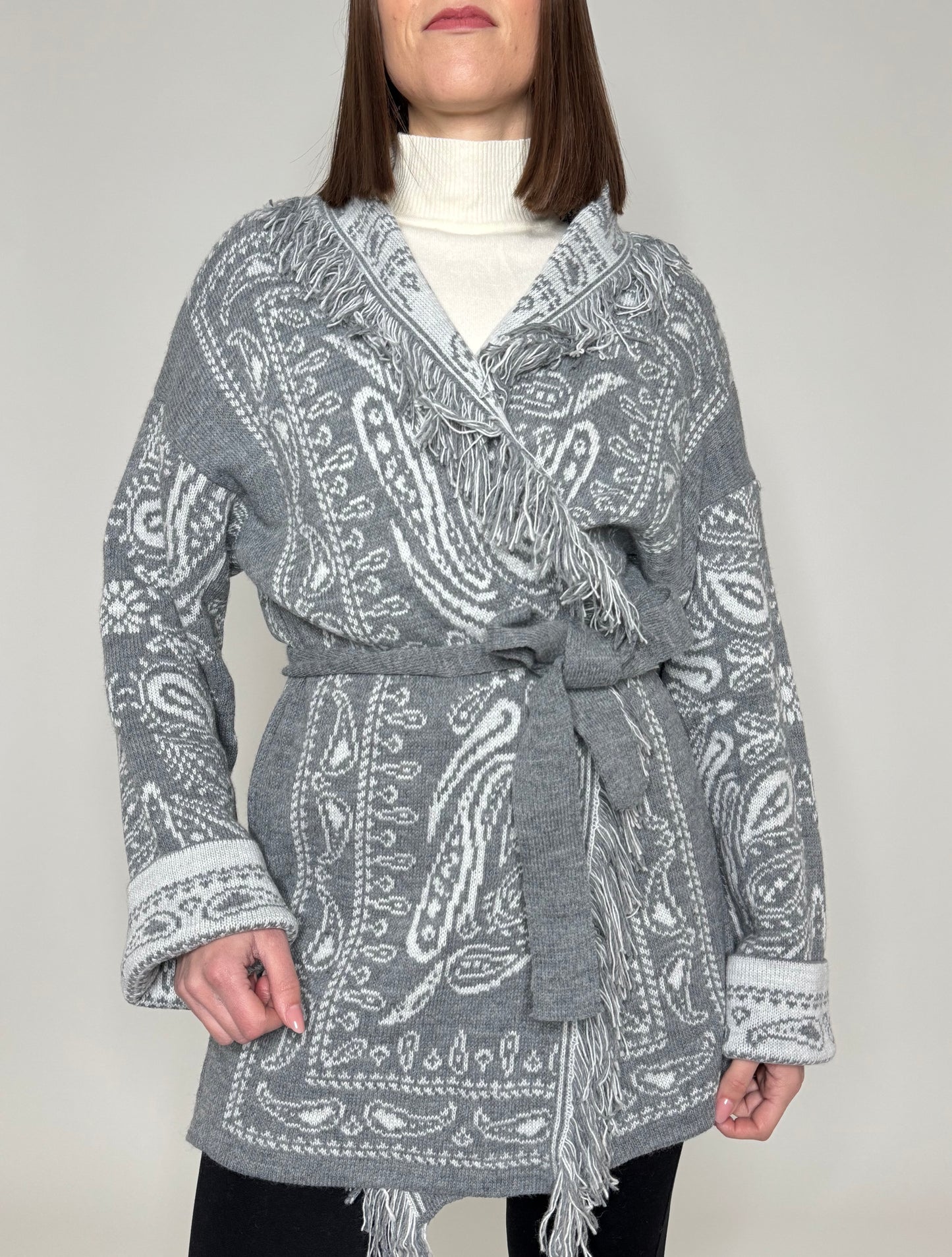 Cardigan bandana Jacquard Grigio