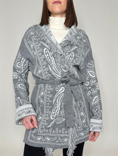 Cardigan bandana Jacquard Grigio