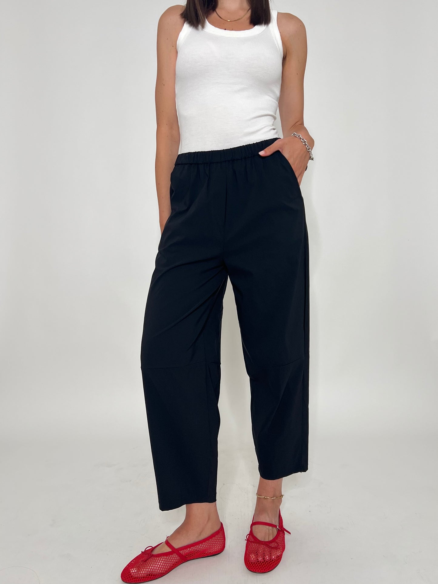 Pantalone Comfy ovetto in viscosa Nero