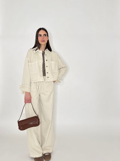 Giacca jeans Spring in cotone Crema