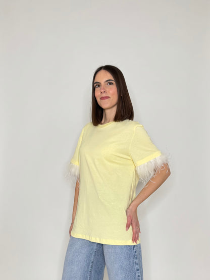 T-shirt in 100% cotone piume Giallo Pulcino - Lumina