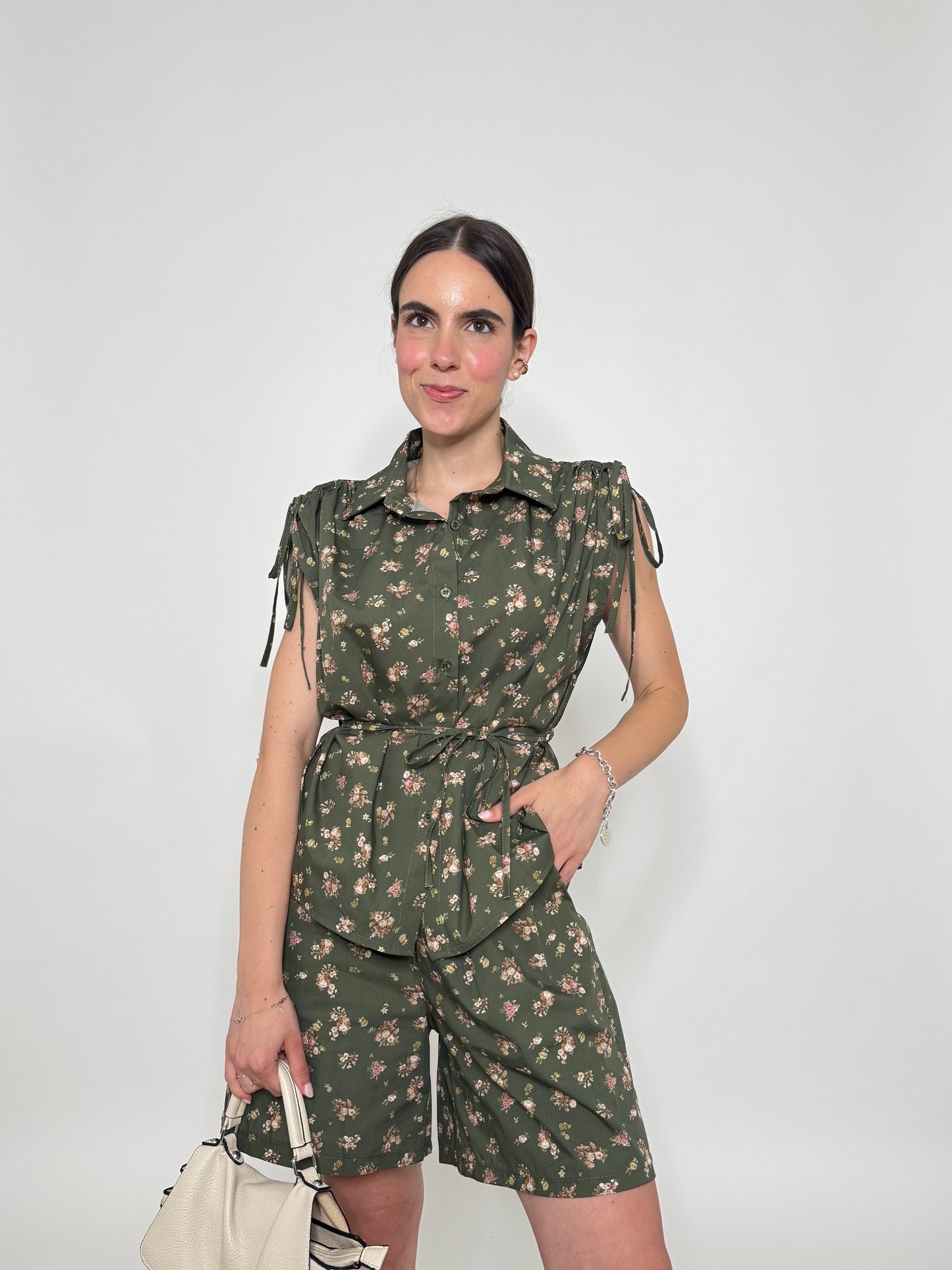 Completo Floreale Olivia Verde