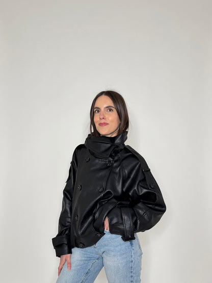 Giacca ICON ecopelle martellata collo alto