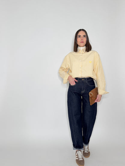 Camicia righe cuore in cotone Giallo