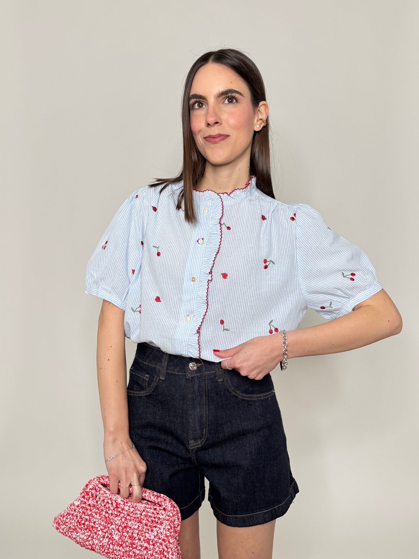 Camicia in cotone con ricami