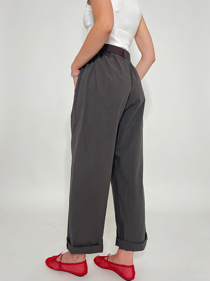 Pantalone popeline 100% cotone barrel fit