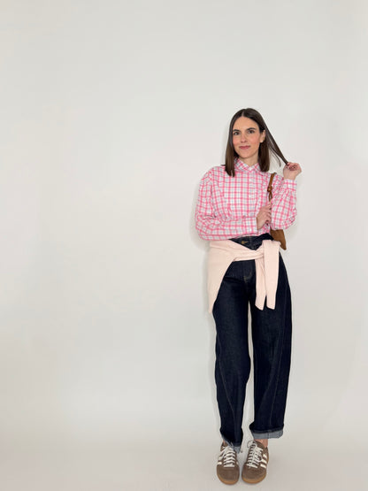 Camicia in cotone a quadri Rosa