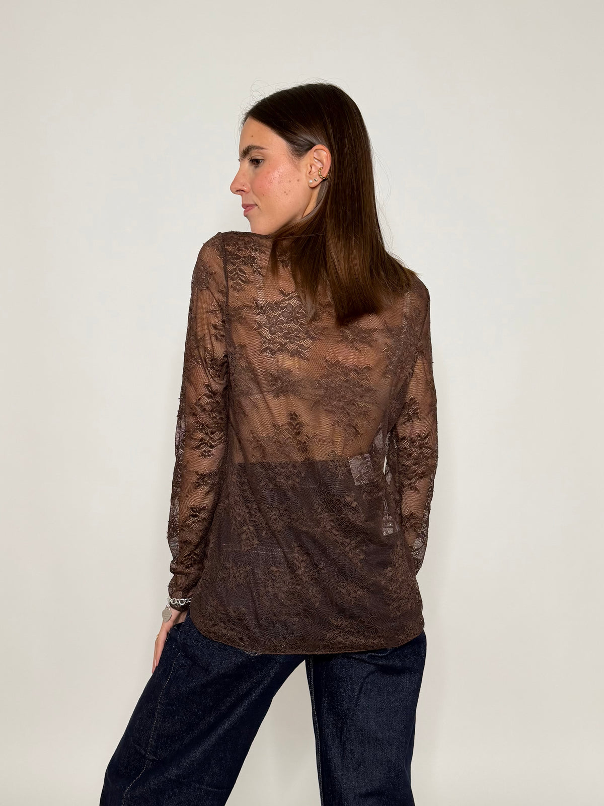 Maglia in pizzo ciccolato