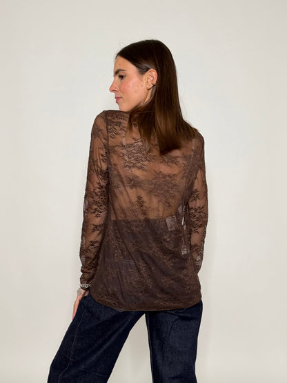 Maglia in pizzo ciccolato