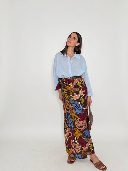 Gonna pareo in fresca viscosa jungle multicolor