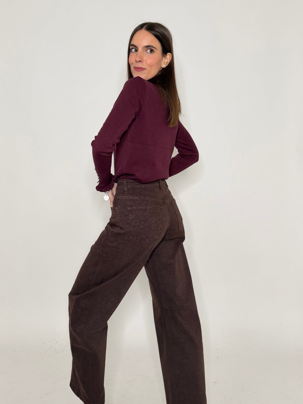 Jeans Barrell Fit leopardato