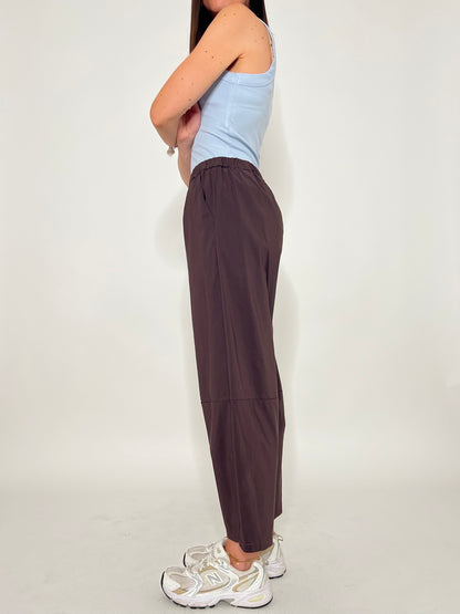 Pantalone Comfy ovetto in viscosa Cioccolato