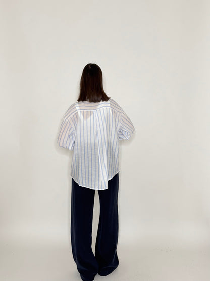 Camicia in leggera viscosa a righe Blu