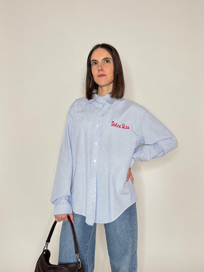 Camicia a righe Dolce vita in cotone Azzurro