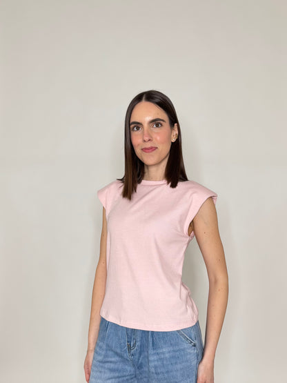 Maglia con spalline imbottite in cotone  Rosa