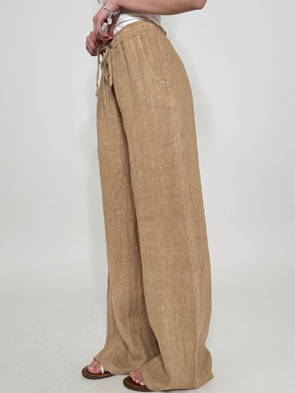 Pantalone in lino Deserto Camel