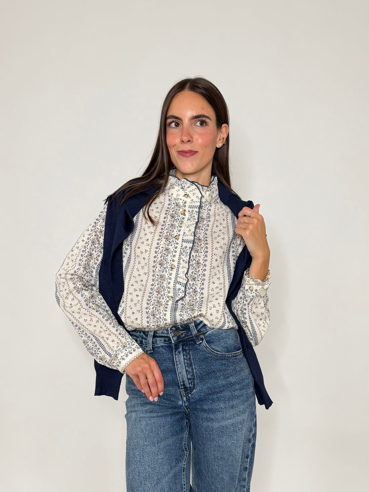 Camicia in cotone rouge blu/beige
