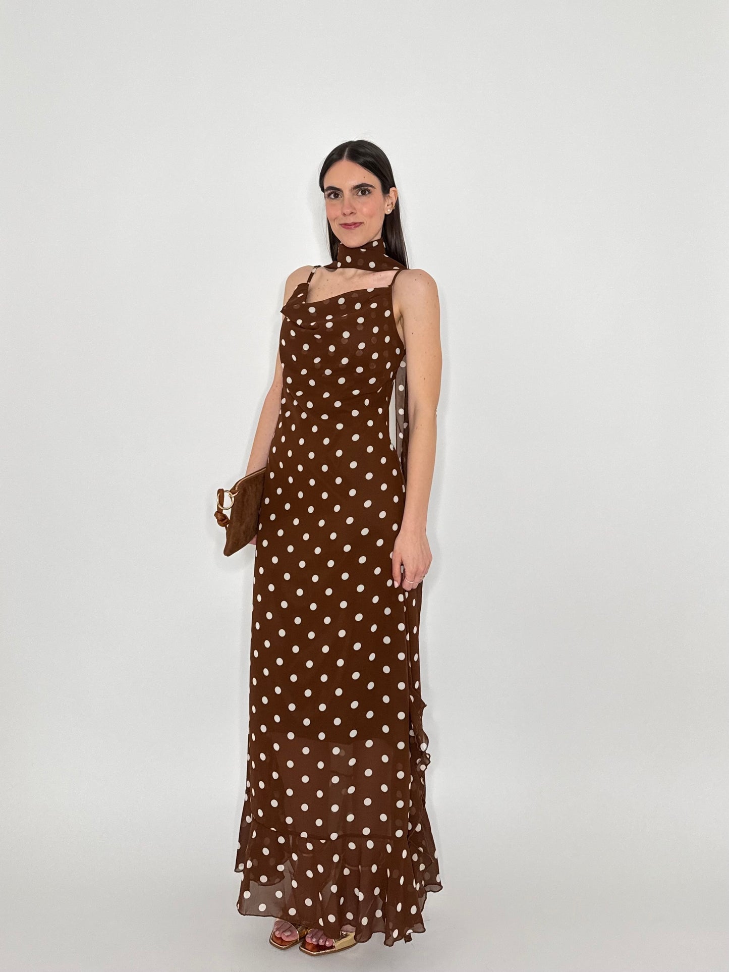 Abito Flamenco lungo pois Cioccolato
