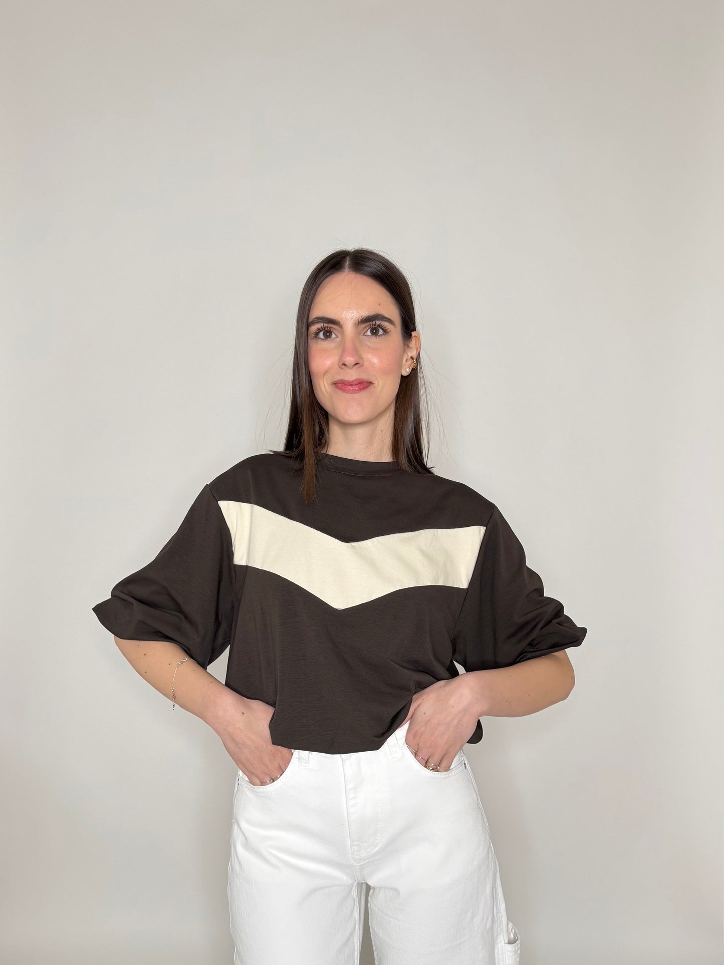 T-shirt palloncino in cotone Cioccolato