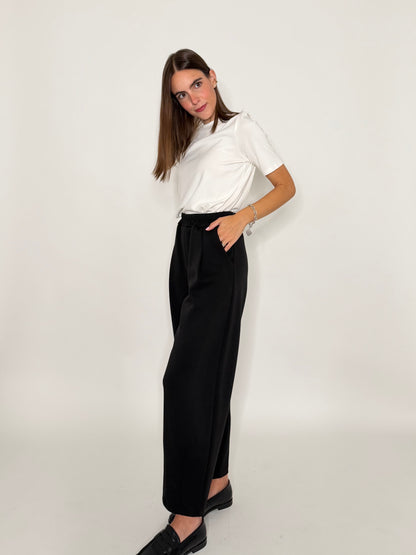 Pantalone ovetto relax fit in viscosa nero