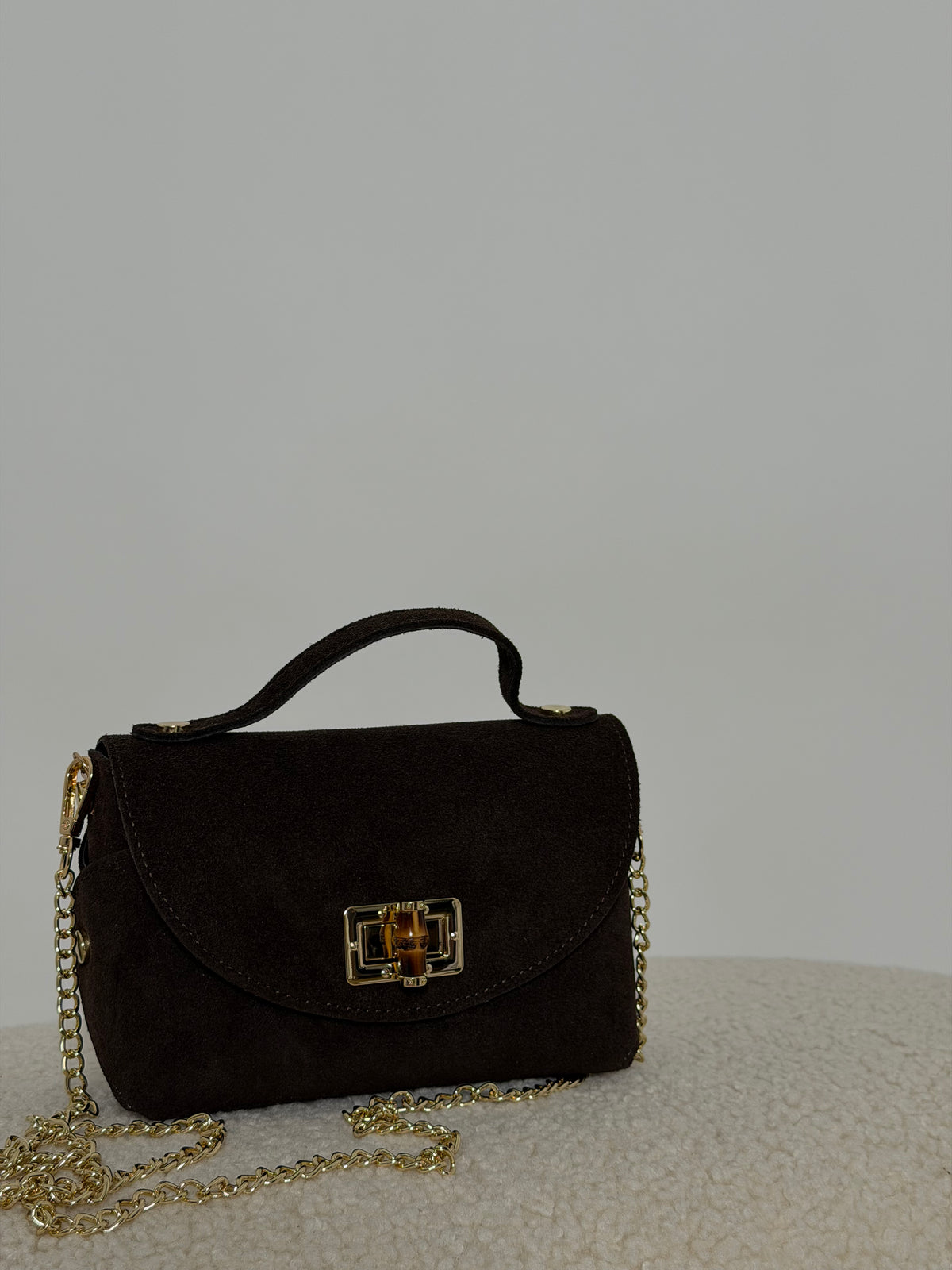 Borsa in vera pelle scamosciata