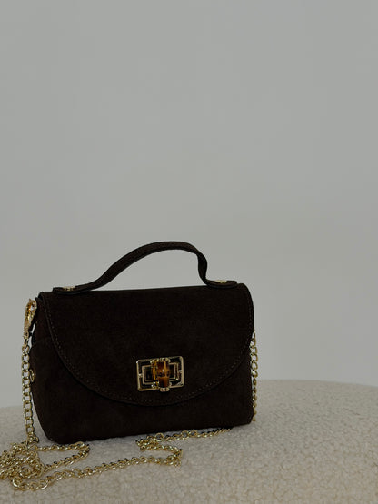 Borsa in vera pelle scamosciata
