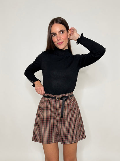 Shorts pied de poule bordeaux