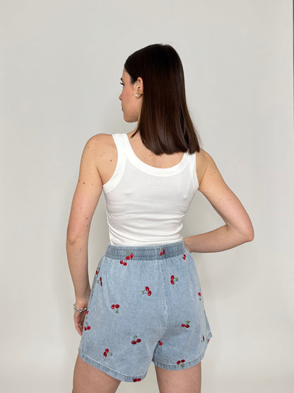 Completo denim in cotone con ricami