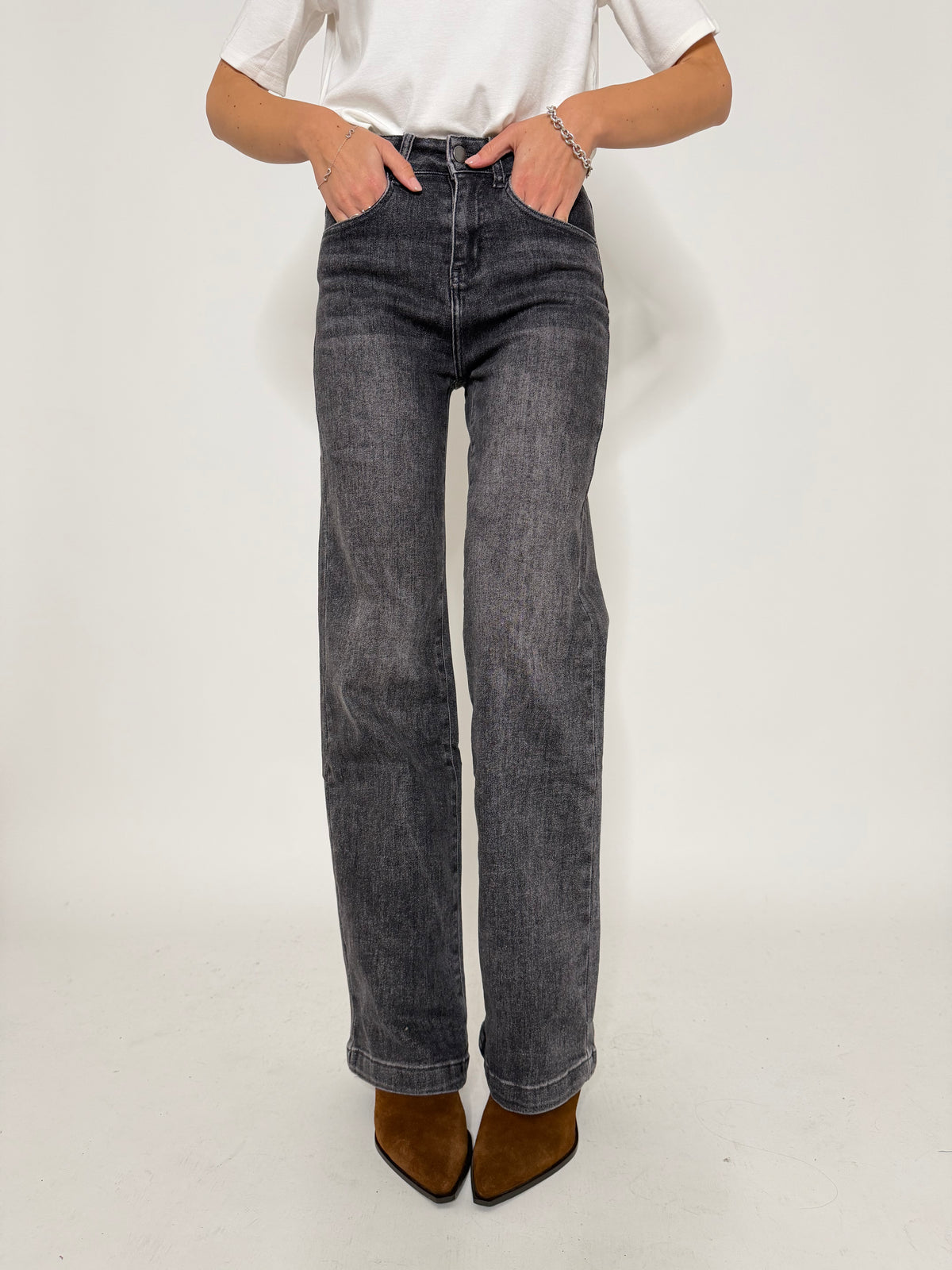 Jeans "Madrid" Wide Leg grigio