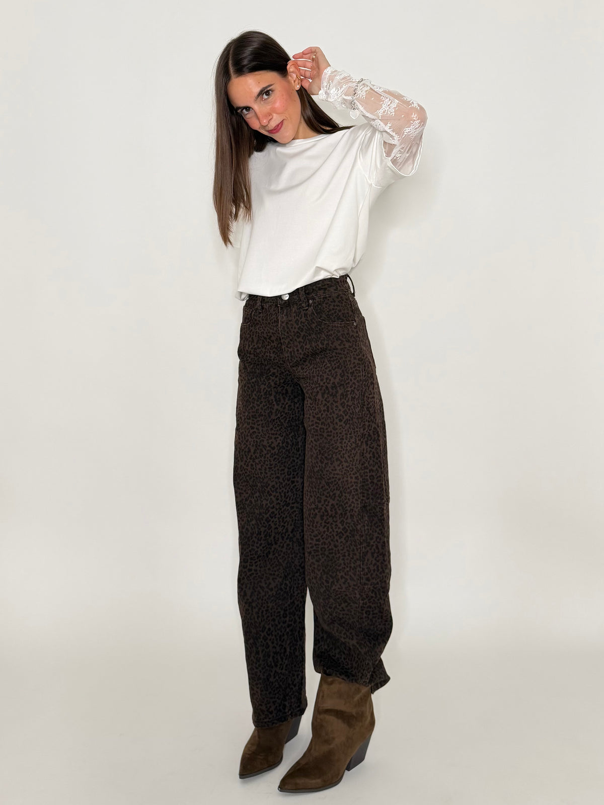 Jeans Balloon Fit leopardato
